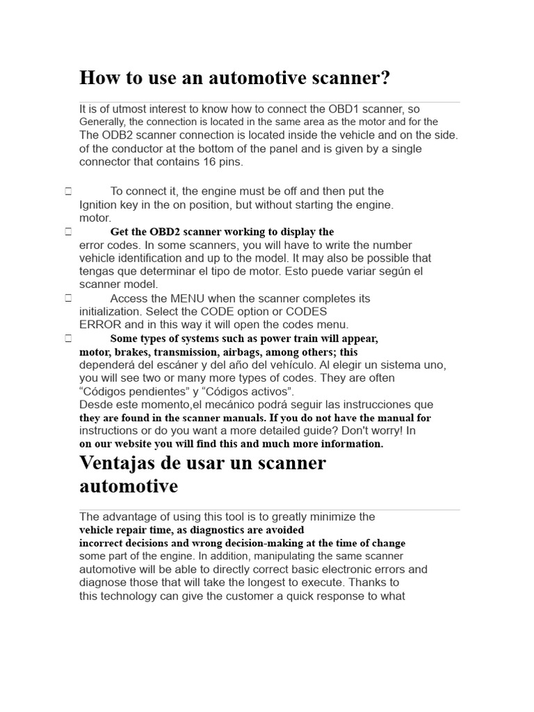 Guide to Using an Automotive Scanner | PDF | Computer Engineering ...