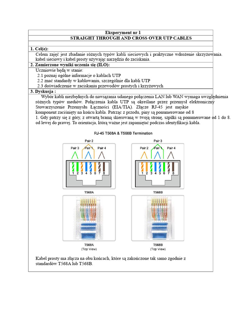 Eksperyment 1.1 Kabel Prosty - Doc 2016.1.11 | PDF
