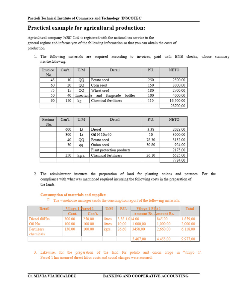 Practical Example For Agricultural Production | PDF | Agriculture ...