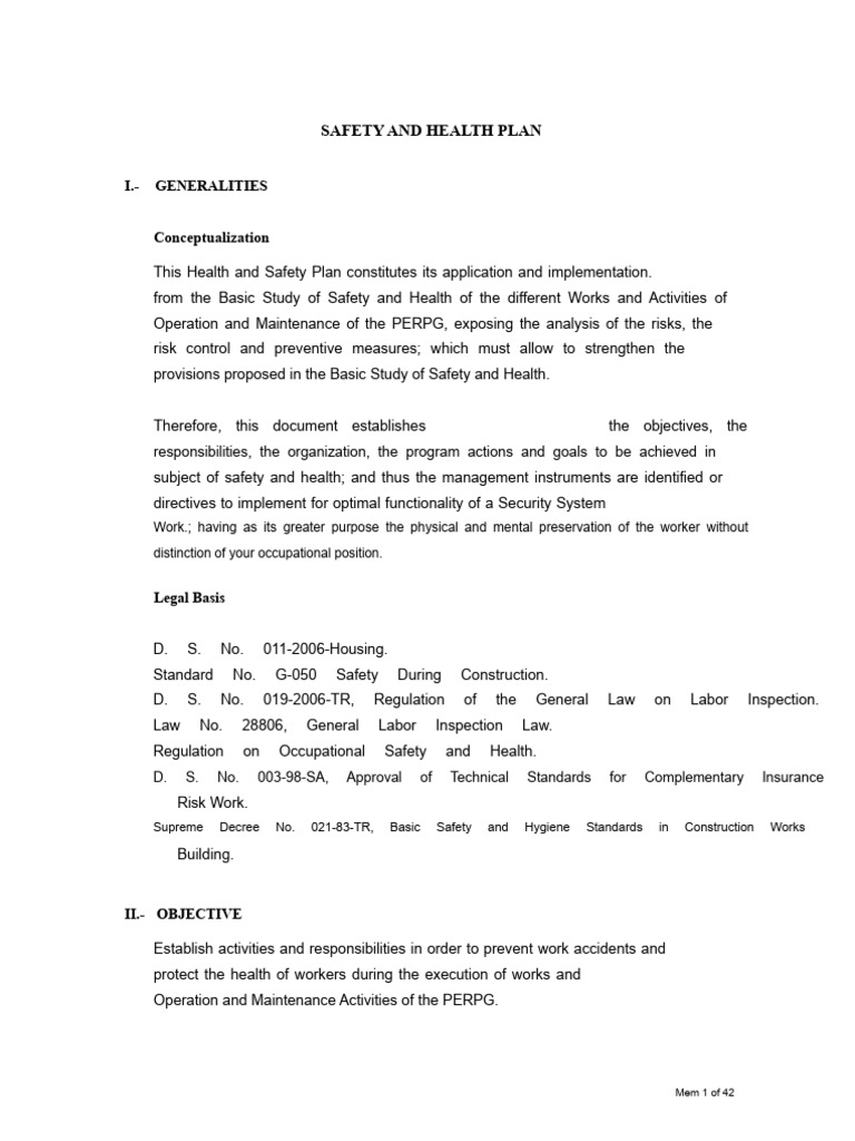 Safety and Health Plan For The PERPG Worksite | PDF | Occupational ...