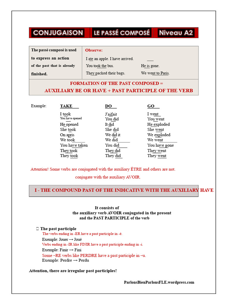 Understanding Passé Composé in French | PDF | Linguistic Typology ...