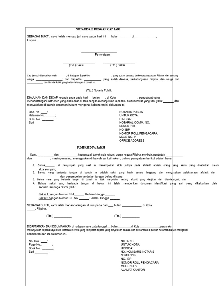 Notarisasi Cap Jari di Filipina | PDF