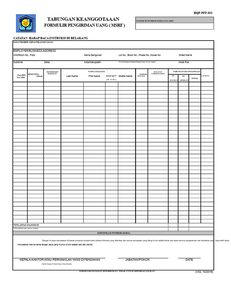 Formulir MSRF | PDF
