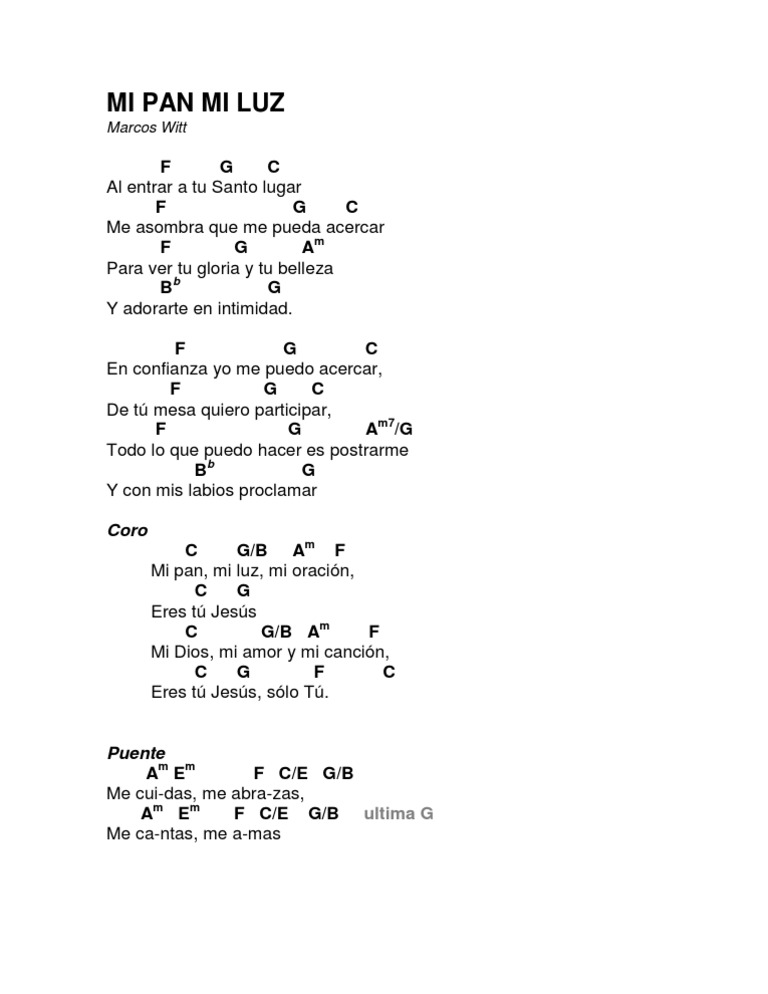 Mi Pan Mi Luz Marcos Witt Acordes mi pan mi luz marcos witt acordes