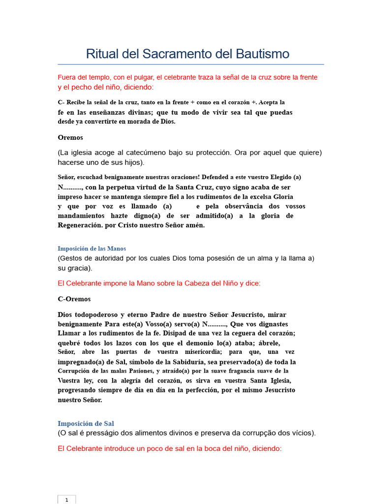 Ritual del Sacramento del Bautismo | PDF | Bautismo | Cristo (título)