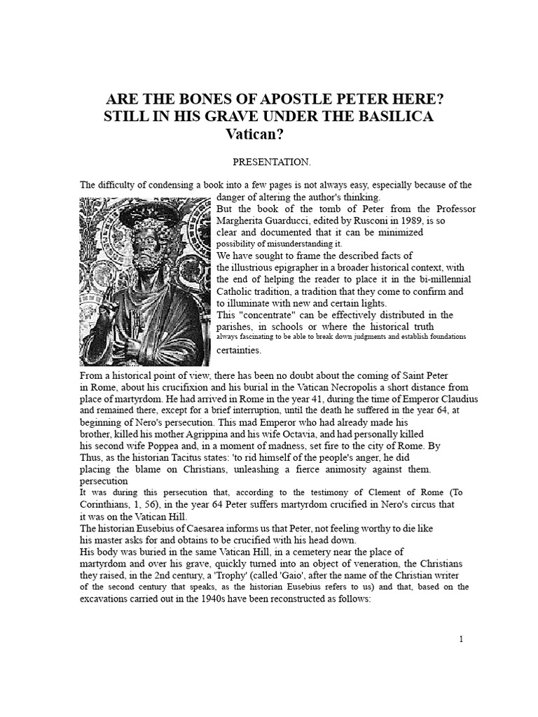 Apostle Peter's Bones: Vatican Discovery | PDF | Saint Peter