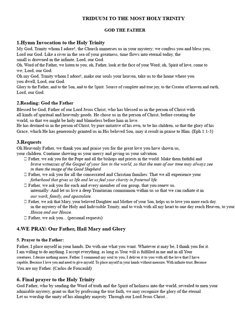 Triduum Prayers to the Holy Trinity | PDF | God The Father | Trinity
