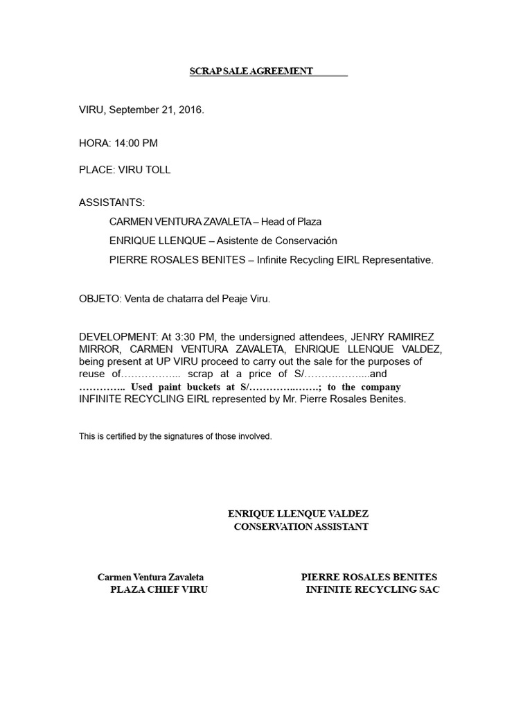 Scrap Sale Agreement | PDF
