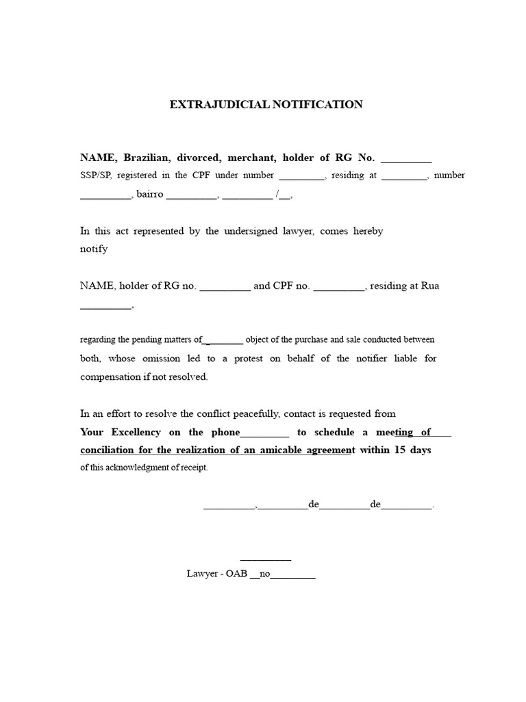 Extrajudicial Notification for Settlement | PDF