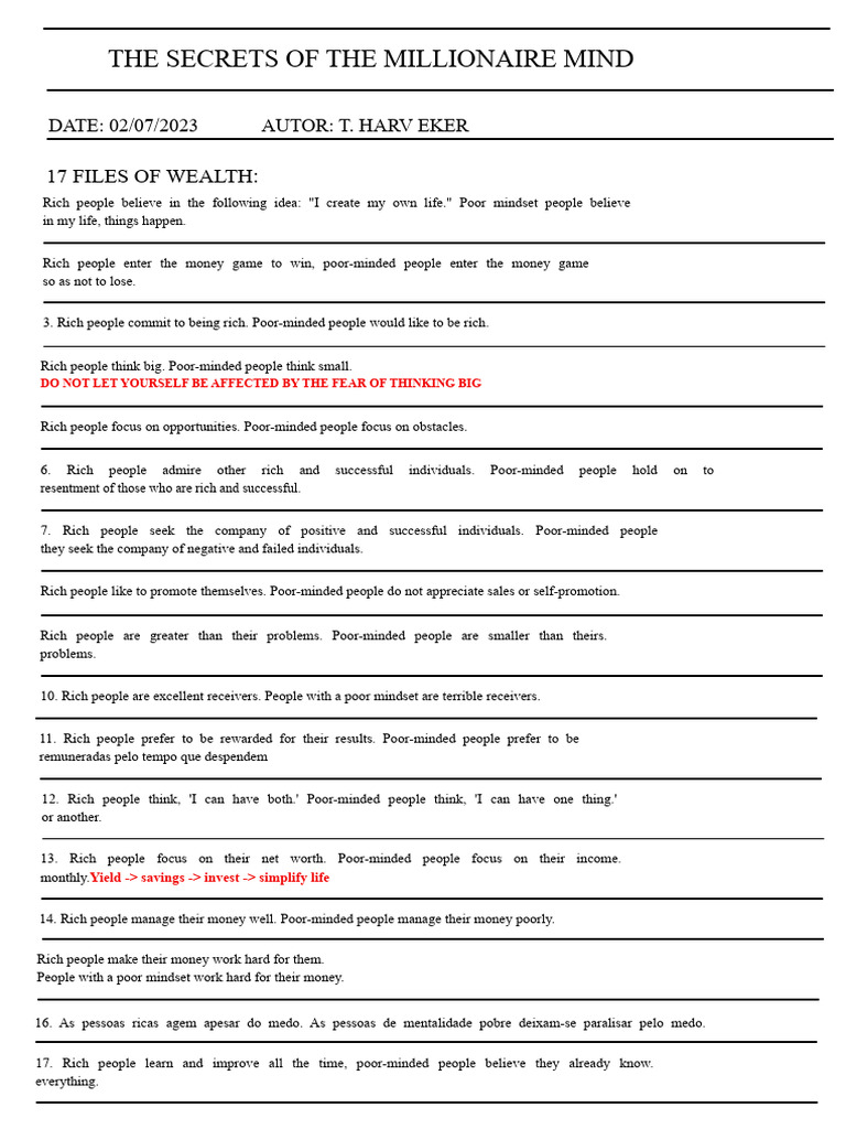 The Secrets of The Millionaire Mind | PDF