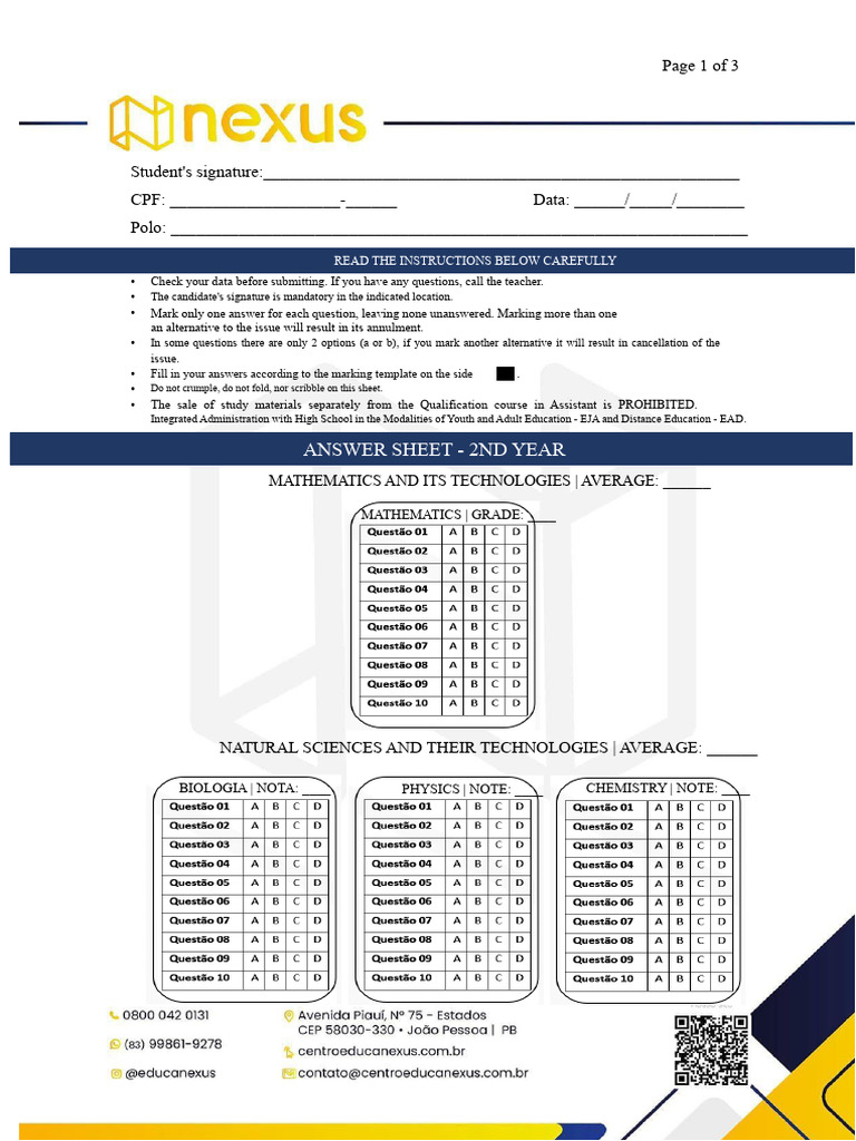 2nd Year Student Assessment Document | PDF | Division (Mathematics ...