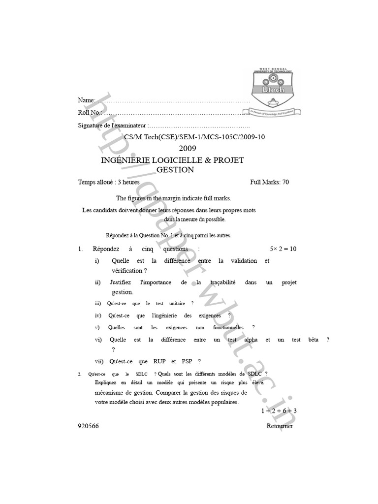 Questions sur l'ingénierie logicielle | PDF | Développement de logiciel ...