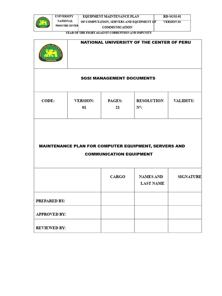 Maintenance Plan | PDF | Server (Computing) | Personal Computers