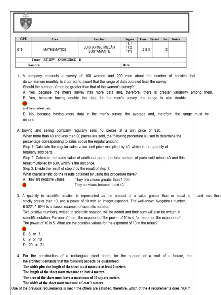 Workshop Review 3 Know 11 | PDF | Mathematics | Elementary Mathematics