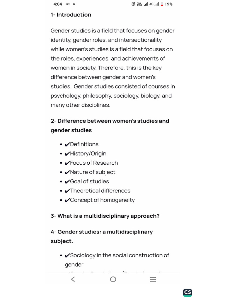 Difference Between Women and Gender Studies | PDF