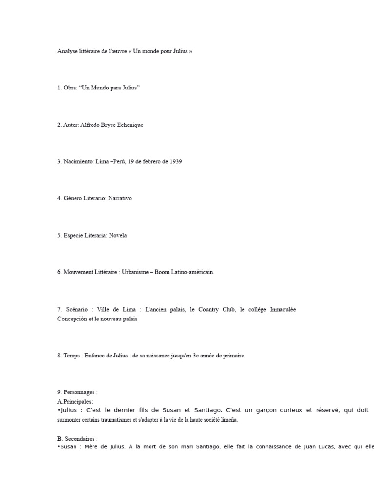 Analyse de « Un monde pour Julius » | PDF