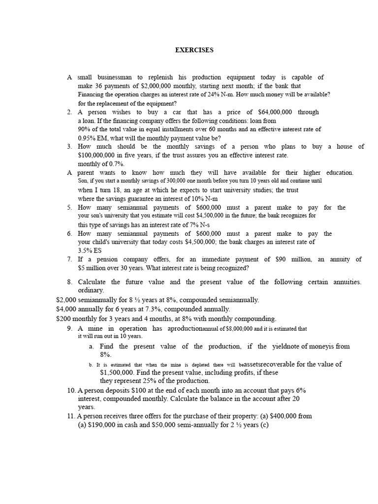 Ordinary Annuity Exercises | PDF | Present Value | Interest