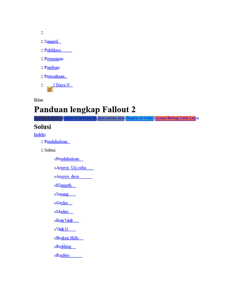 Panduan Lengkap Fallout 2 | PDF