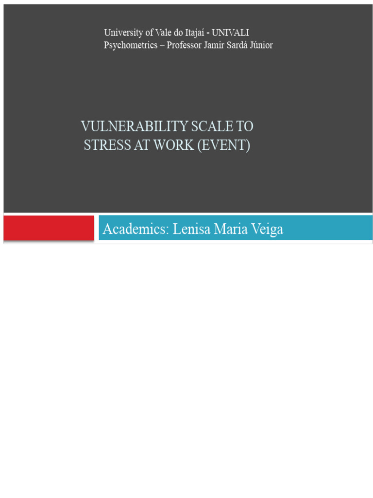 Work Stress Vulnerability Scale Overview | PDF | Quantitative Research ...
