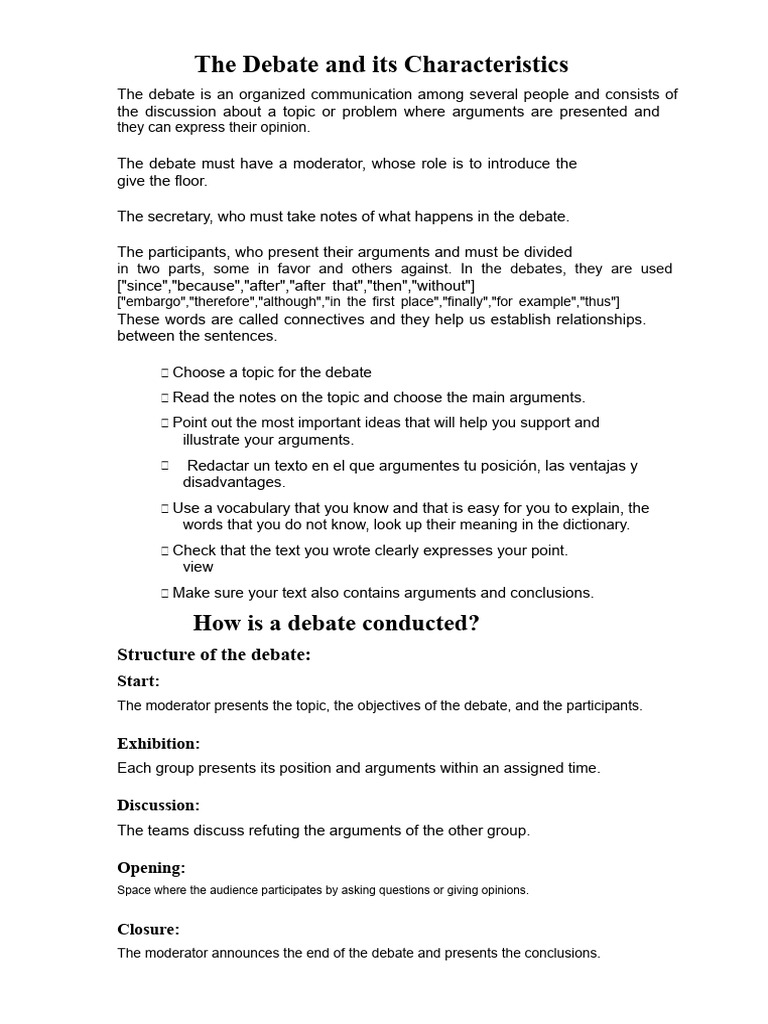 The Debate and Its Characteristics | PDF