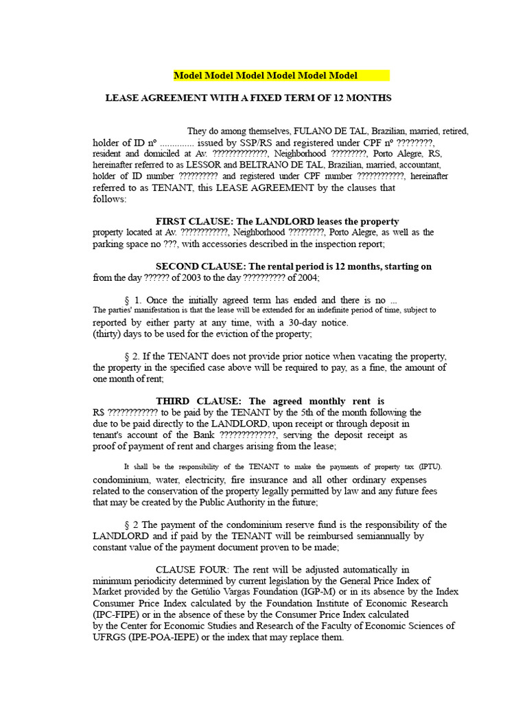 Lease Agreement Template | PDF | Lease | Leasehold Estate