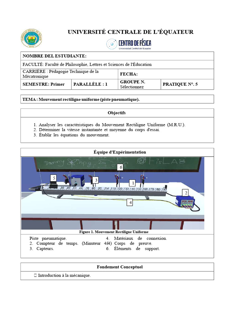 Mouvement Rectiligne Uniforme (Piste Pneumatique) . | PDF | Vitesse ...
