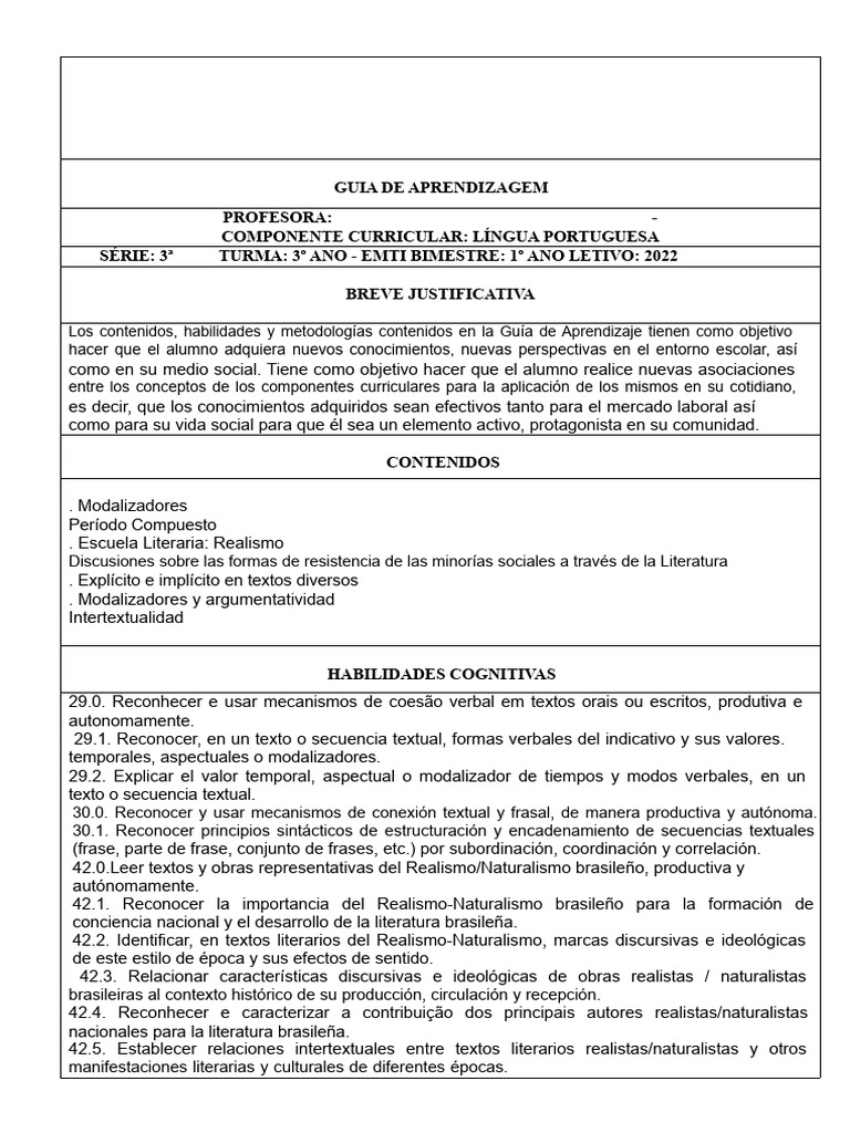 Guía de Enseñanza y Aprendizaje - 3er Año Emti - Lengua Portuguesa ...