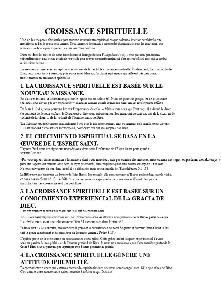 7 Clés de la Croissance Spirituelle | PDF | Dieu | Saint-Esprit