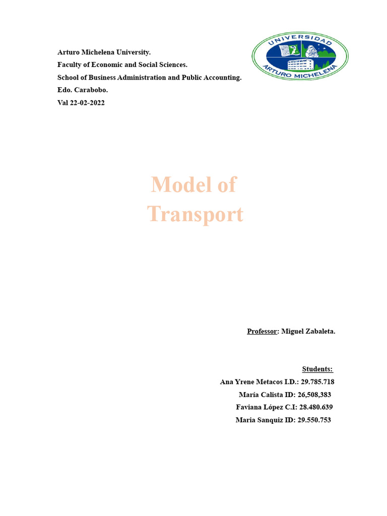 Transportation Model Overview and Applications | PDF | Mathematical ...