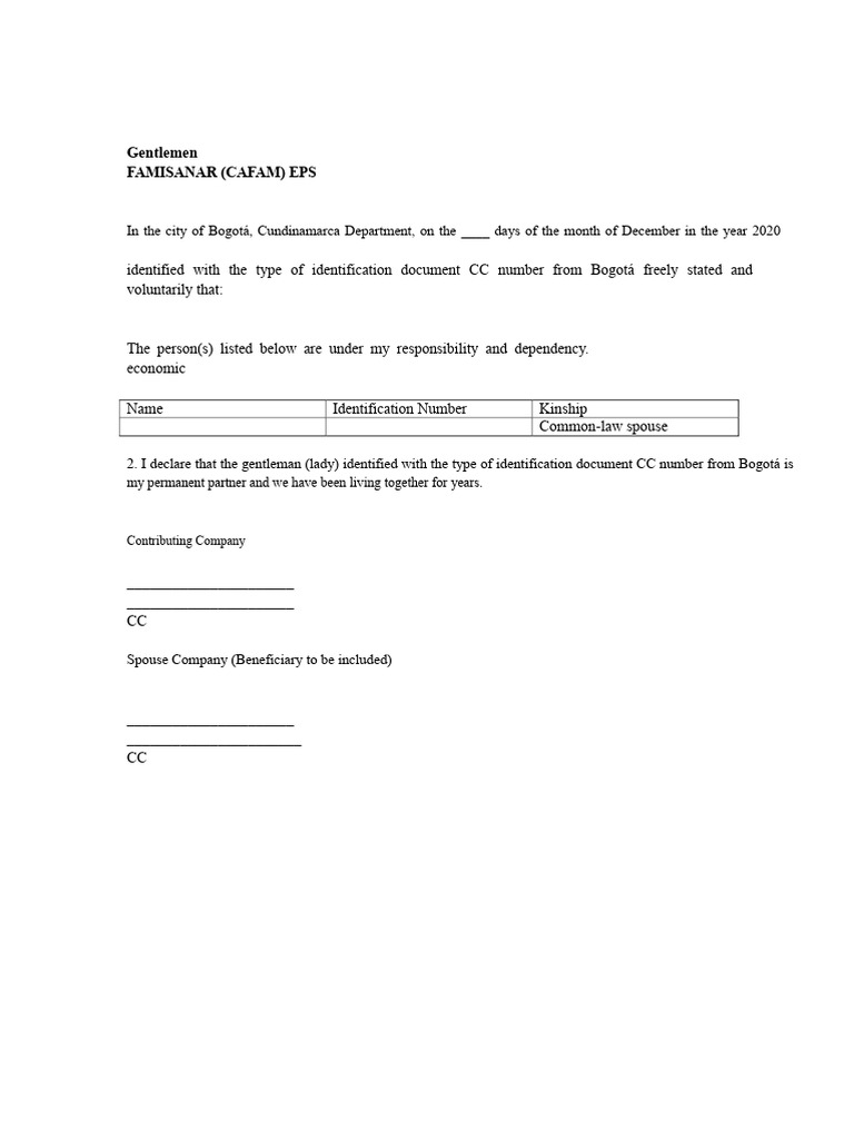 Declaration of Common-Law Spouse | PDF