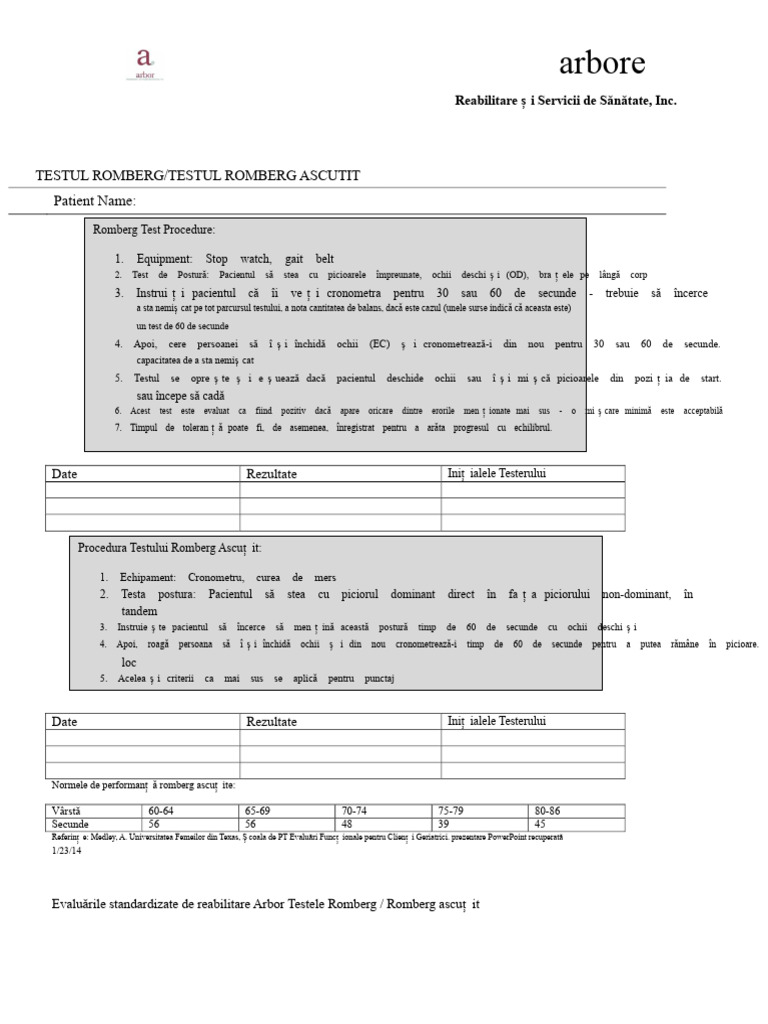 Testul Romberg | PDF