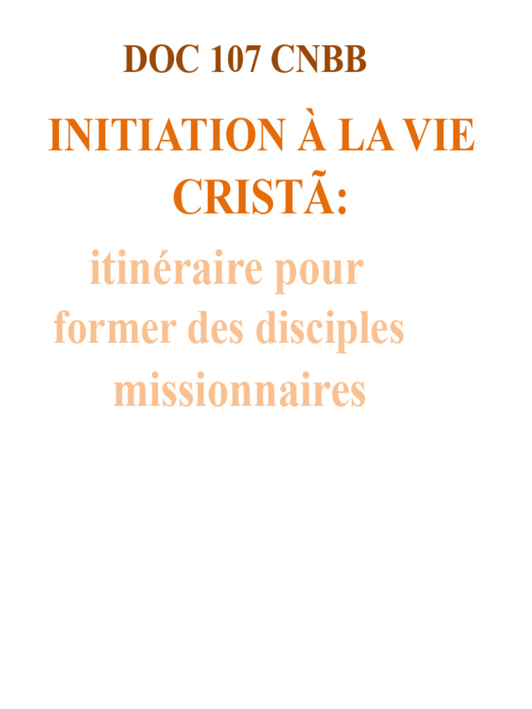 Initiation à la Vie Chrétienne : Guide Catéchétique | PDF | Baptisme ...