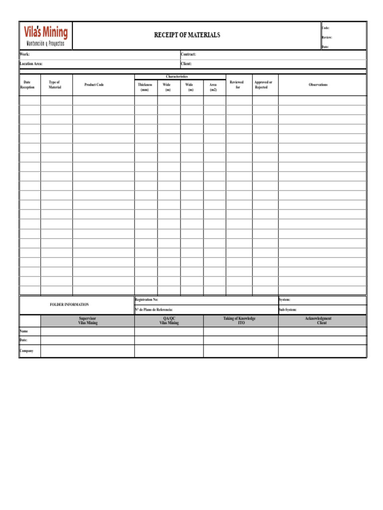 Material Receipt Review Template | PDF