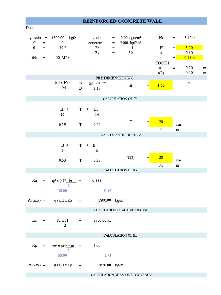 Calculation of Retaining Wall | PDF | Building Materials | Building ...