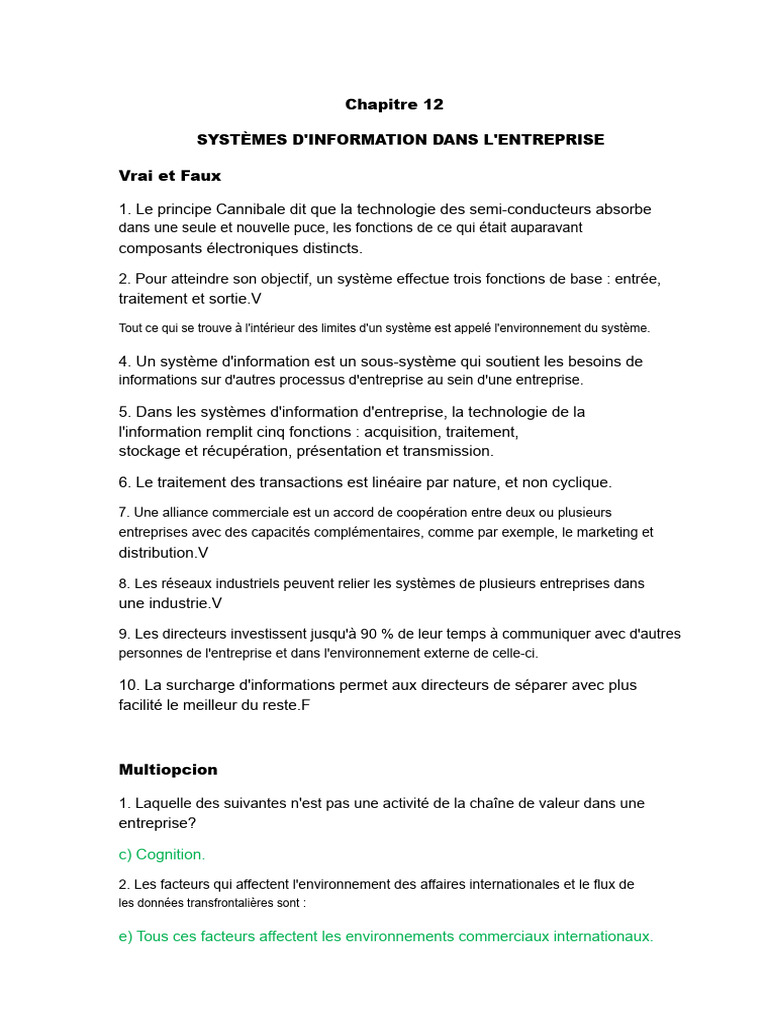Systèmes d'information en entreprise : clés et concepts | PDF | Système ...