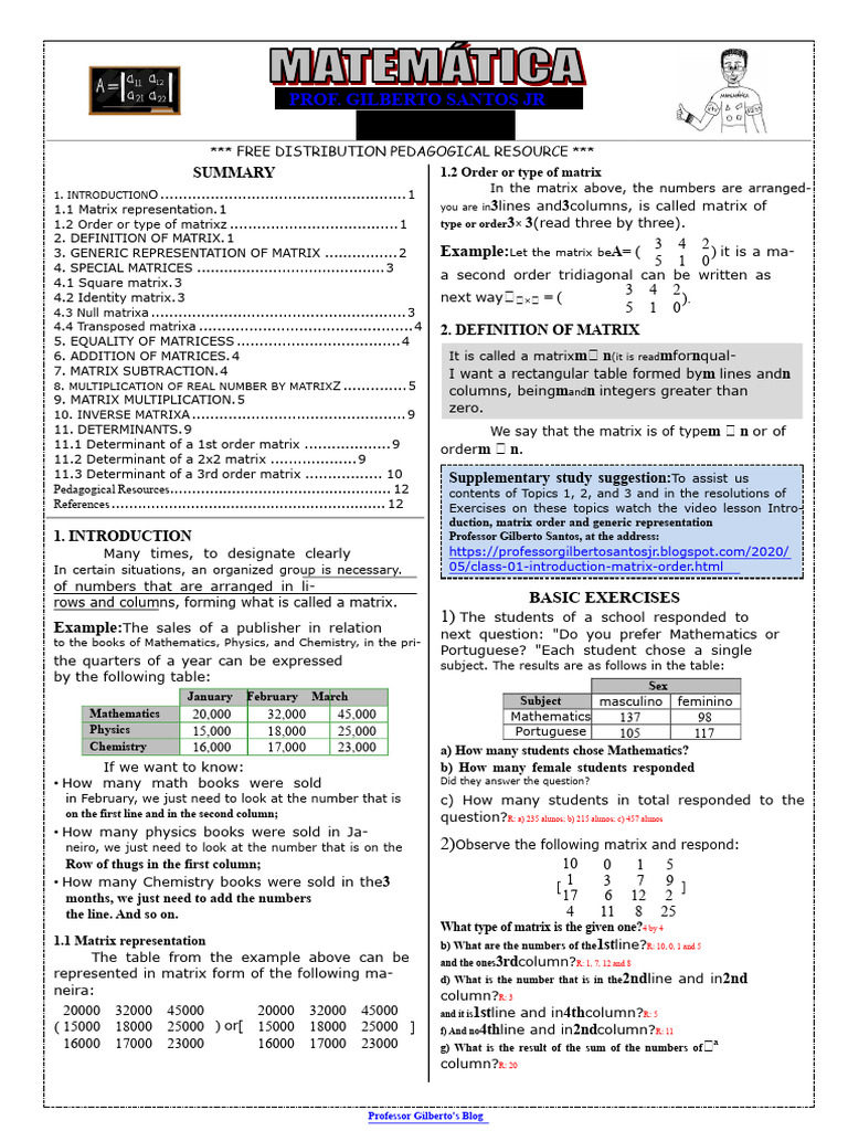 Understanding Matrix Types and Operations | PDF | Matrix (Mathematics ...