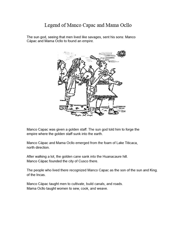 Legend of Manco Capac and Mama Ocllo | PDF