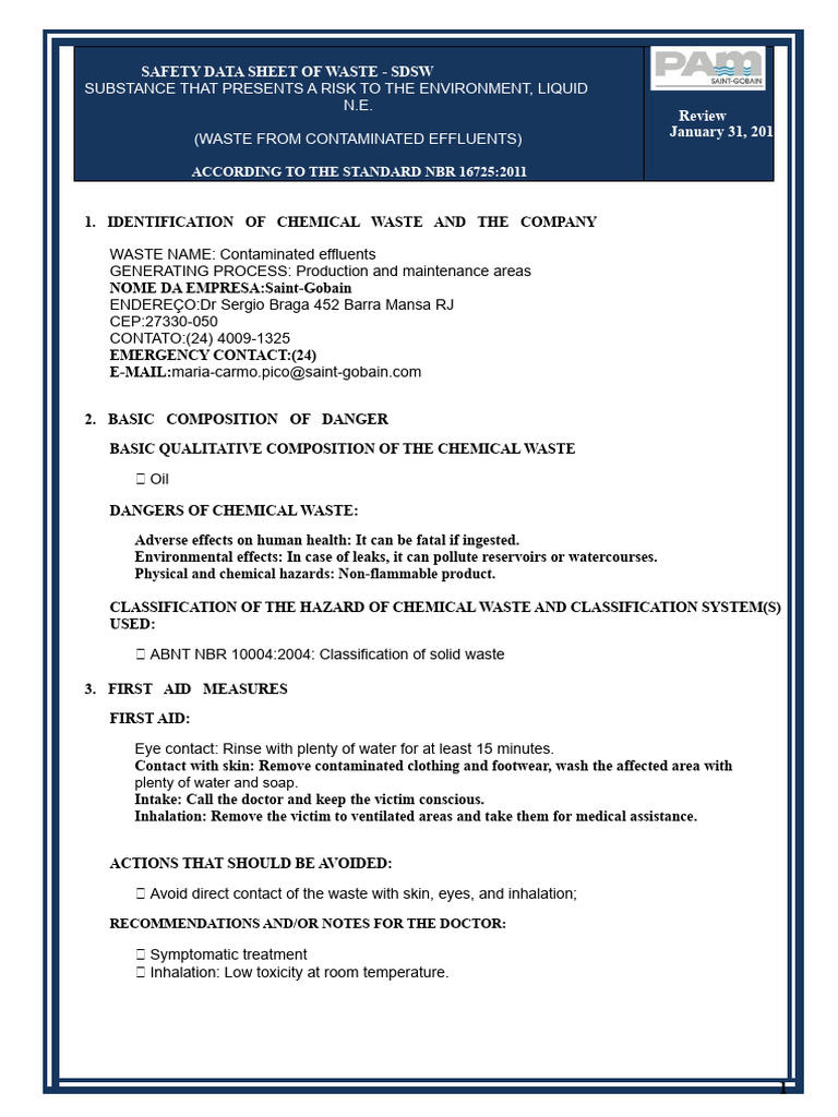 FDSR - Contaminated Effluents | PDF | Personal Protective Equipment | Waste