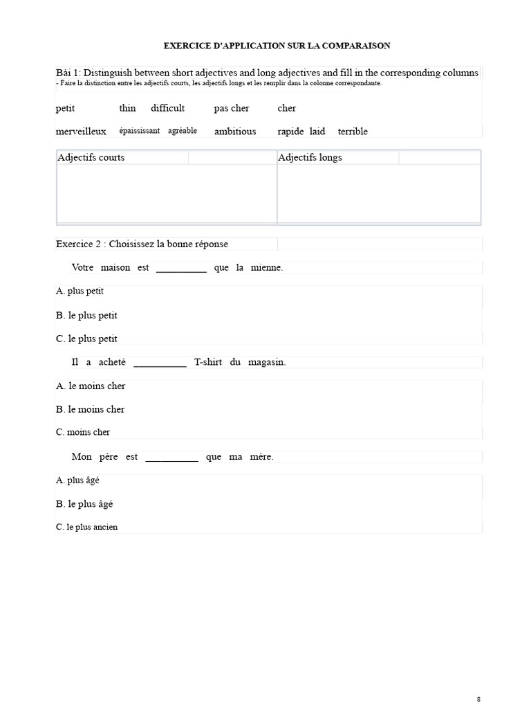 Exercices de comparaison en anglais | PDF