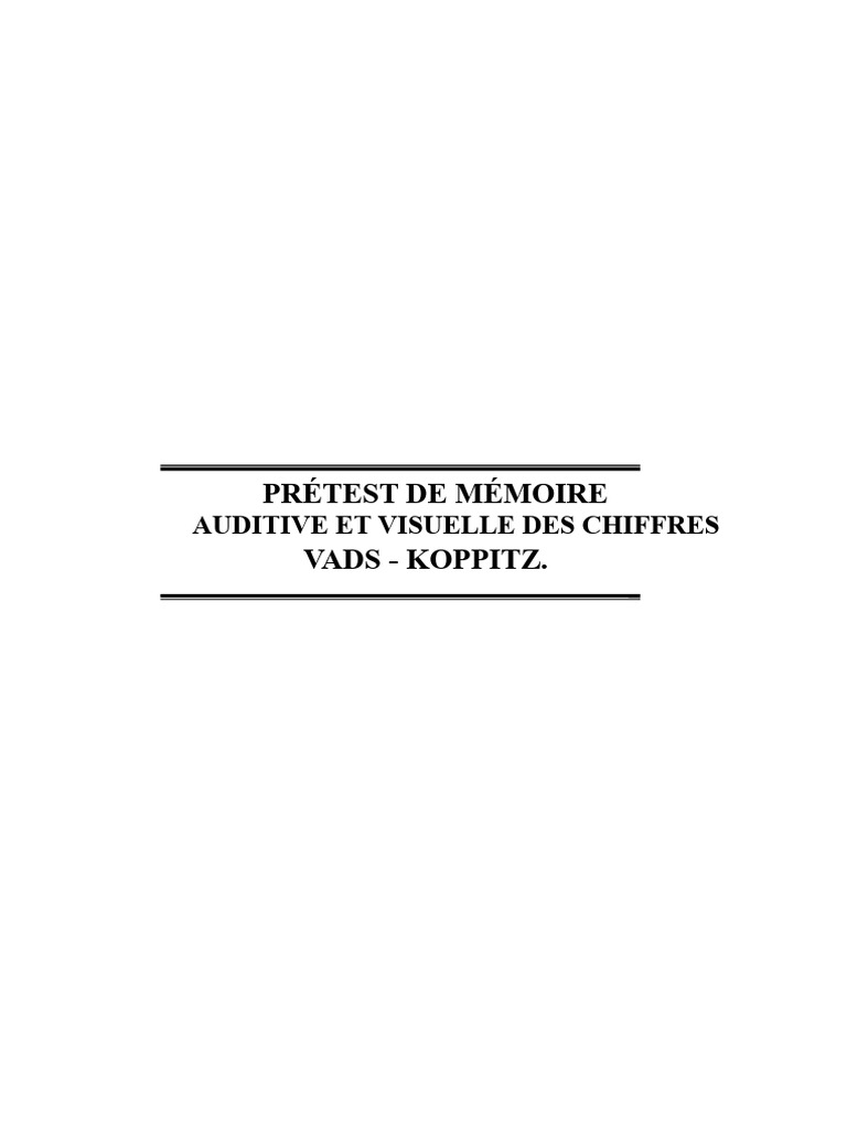 Évaluation Neuropsychologique VADS et QNST | PDF | Main