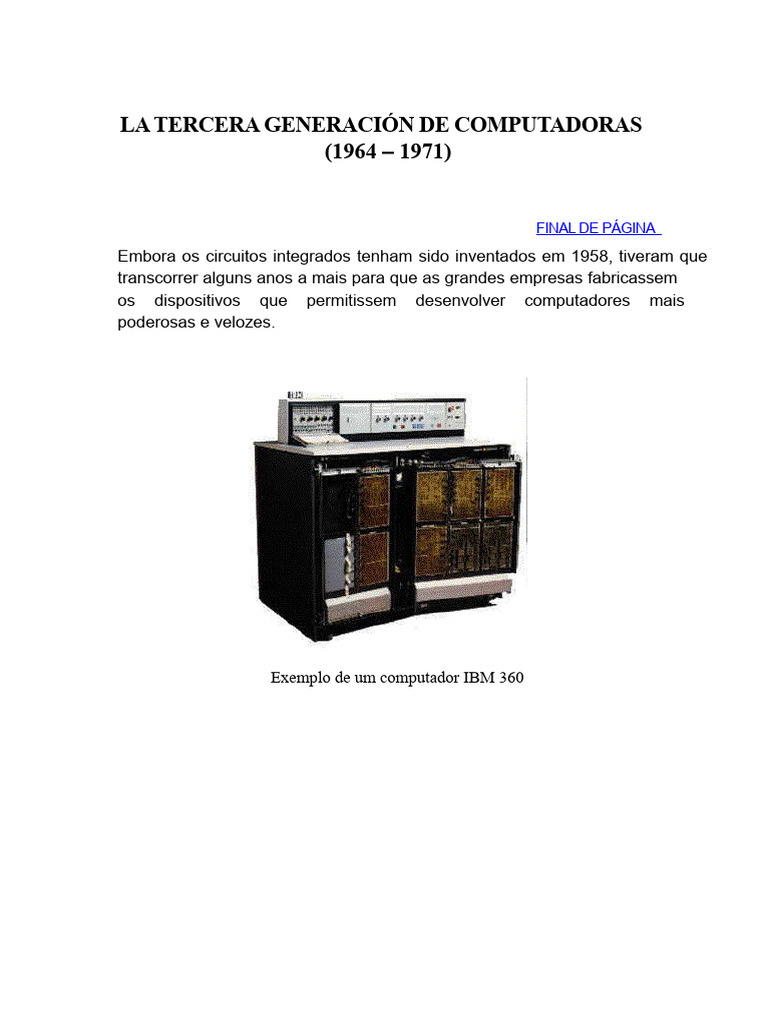 Terceira Geração de Computadores (1964-1971) | PDF | Sistema ...
