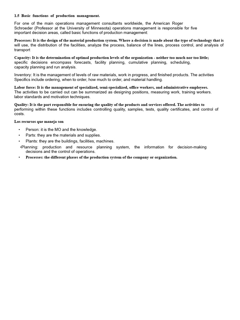 1.5 Basic Functions of Production Management-1 | PDF