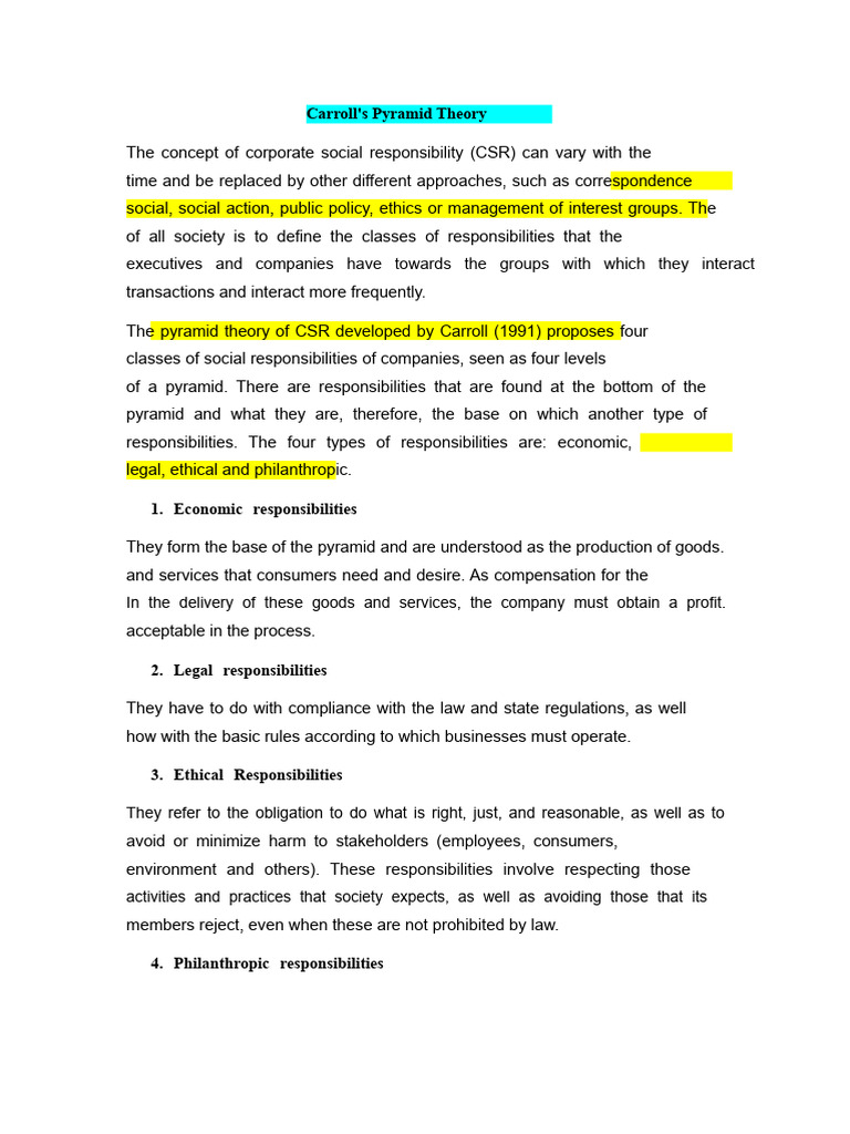 Caroll's Pyramid and Stakeholders | PDF | Corporate Social ...