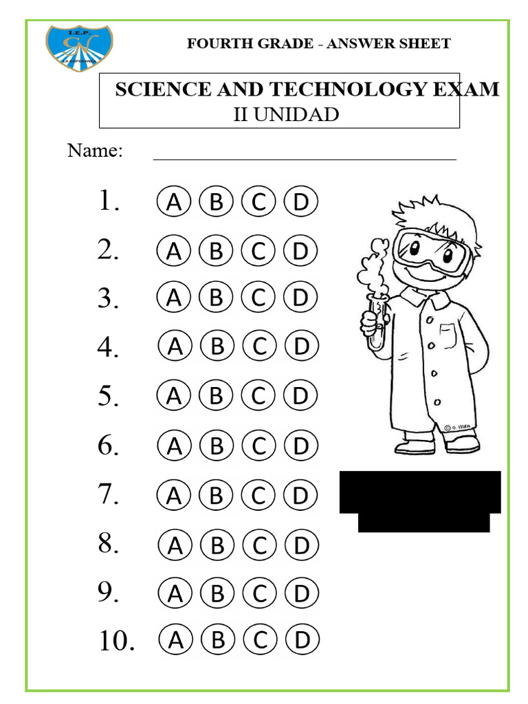 Fourth Grade Science Exam Answers | PDF