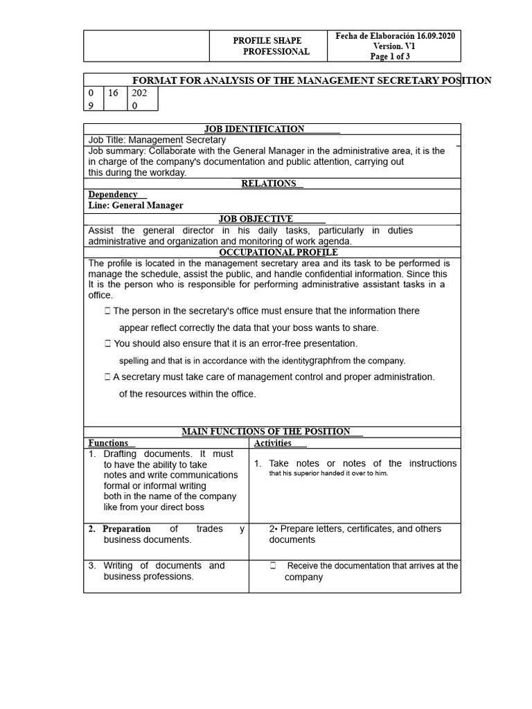 Management Secretary Job Profile Analysis | PDF | Secretary | Computing