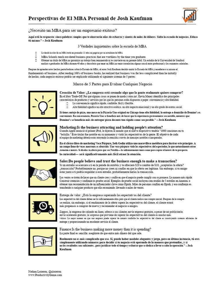 MBA Personal: Claves para el Éxito Empresarial | PDF | Máster en ...