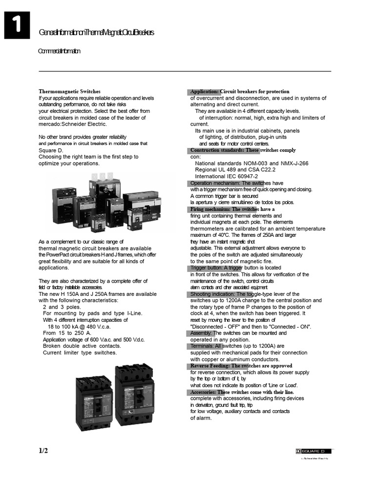 Thermal Magnetic Circuit Breakers Guide | PDF | Switch | Electronics