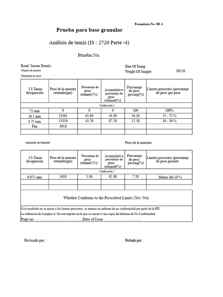 Control de Calidad Rajister | PDF | Arena | Sedimentología