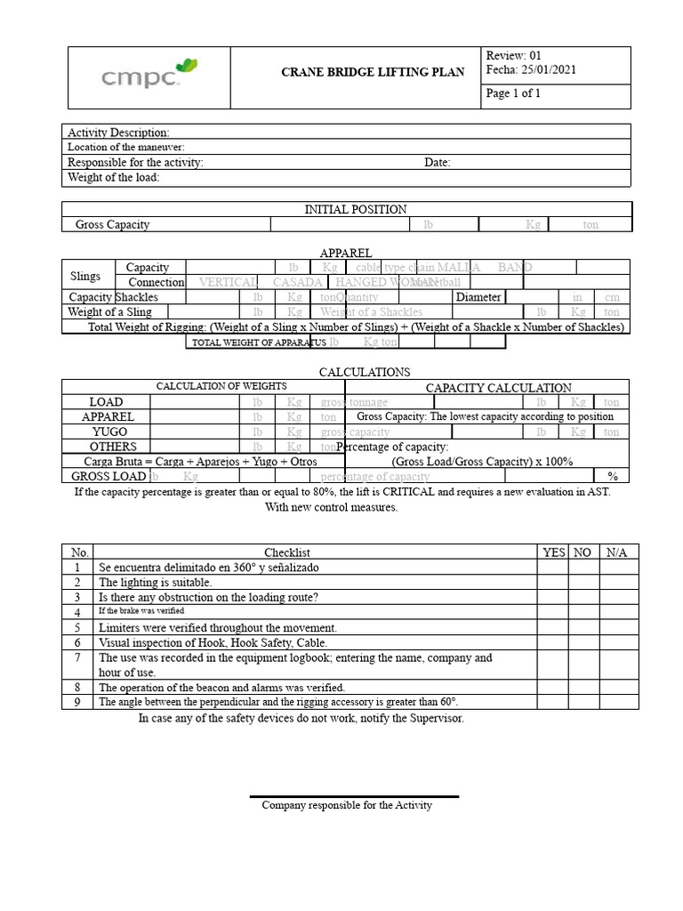 Crane Bridge Lifting Plan Review | PDF | Crane (Machine) | Ton