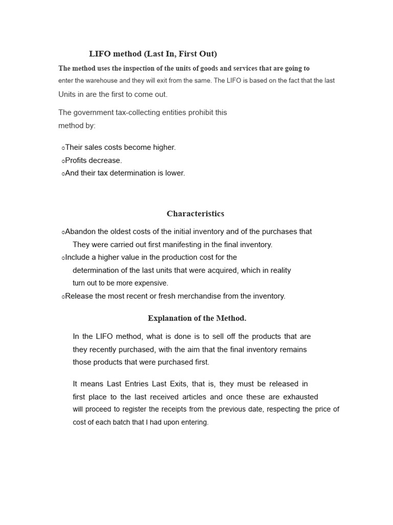 LIFO Method | PDF | Cost Of Goods Sold | Inventory